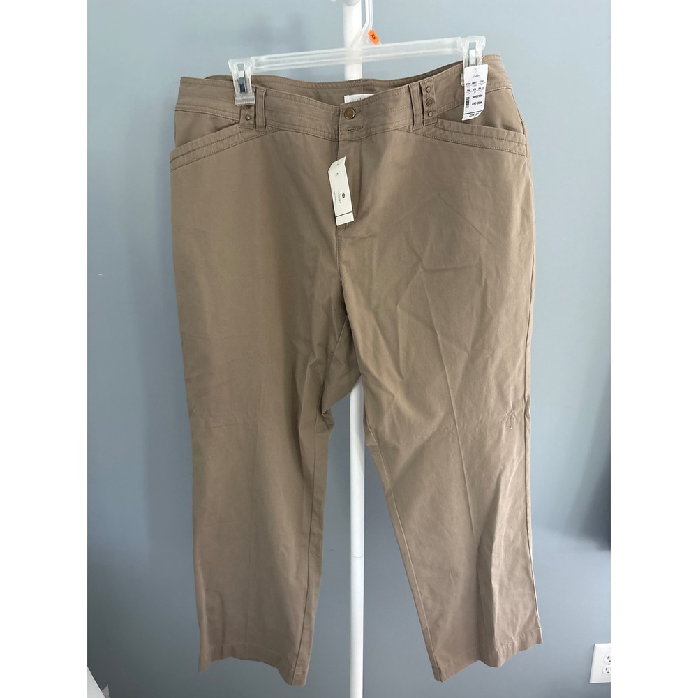 CJ Banks  Secretly Slender Mid Rise Straight Leg Khaki Pants Womens 20 New